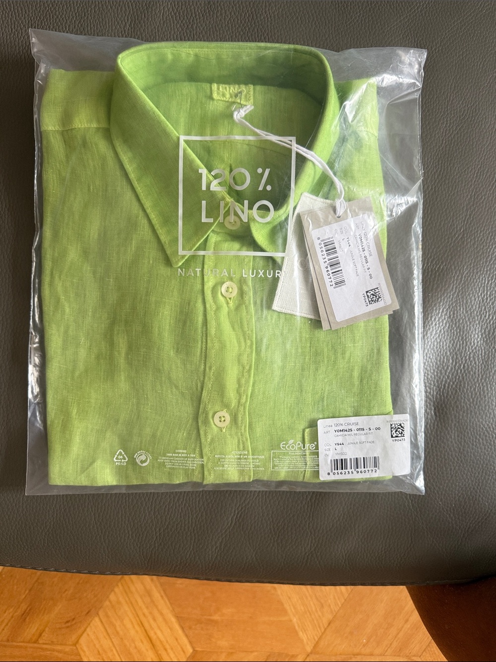 NWT Auth 120% LINO men’s linen SHIRT long sleeves sz L/ M-L US/ 48-50 Italy